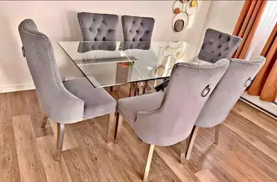 Dining Table Glass and 6 Chairs For Sale-Brand New, View more
