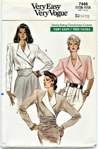 Vintage Sewing Pattern, Very Easy Very Vogue 7446 Misses' Blouse
