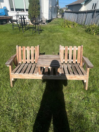  Wooden bench and wooden matching chair 