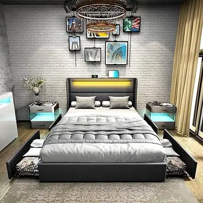 Brand new Queen size LED bed frame for sale, View more