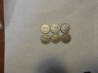 5 - 1950's Canadian Nickels - $ 1.00 each