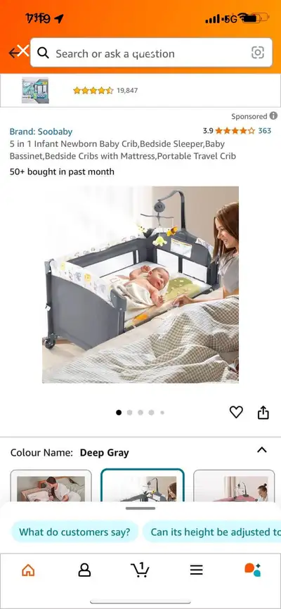 This Soobaby 5 in 1 infant newborn baby crib is perfect as a bedside sleeper or portable travel crib...