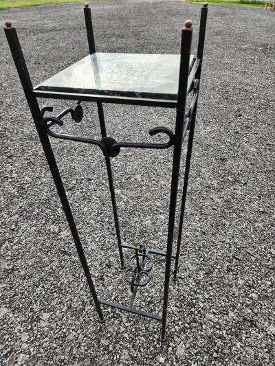 Granit slab Stand planter Décor Rod iron12'' x 12'' x 45'' tall, View more