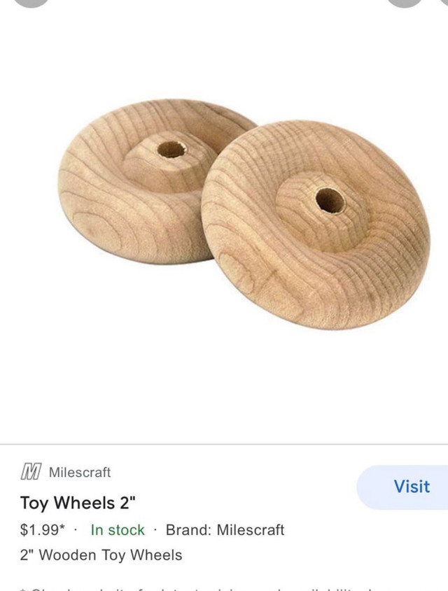 30 pcs Wood toy wheels 2" for crafts  in Hobbies & Crafts in North Bay - Image 4