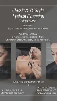 April 6/7th - Classic & YY Style Eyelash Extensions Course