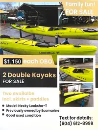 Two double kayaks for sale. Necky Looksha-T