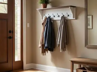 Rustic Farmhouse Coat Rack with Shelf52” Long, View more