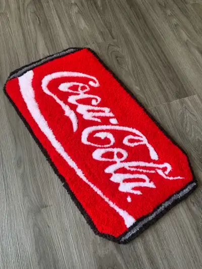 Handmade Coca-Cola custom tufted rug, View more