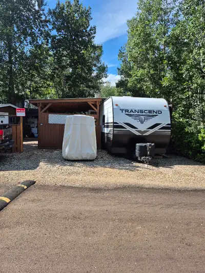 2019 30 foot transcend trailer on leased lot for sale at wakaw lake regional park site # B31 2 sheds...