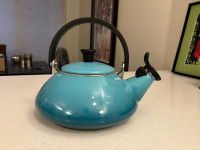 Le Creuset Caribbean blue kettle for sale.