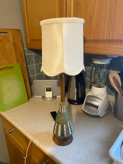 Vintage MCM lamp with shade, View more