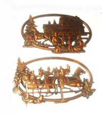 Vintage 1970's Coppercraft Guild - 2 Wall Plaques of Horse Buggy