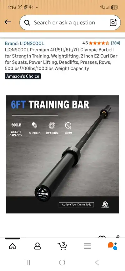 Lionscool 6FT Barbell, View more