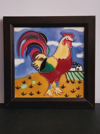BRIGHT ROOSTER GLASS PICTURE