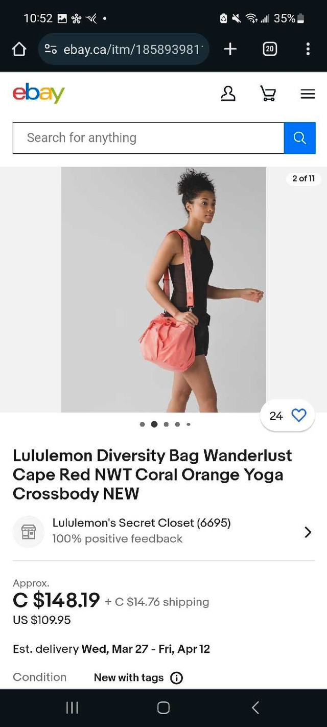 Brand New Lululemon Wanderlust Crossbody Coral Diversity Bag in Women's - Bags & Wallets in City of Toronto