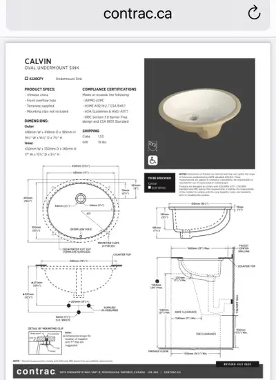 Calvin under mount sink, View more