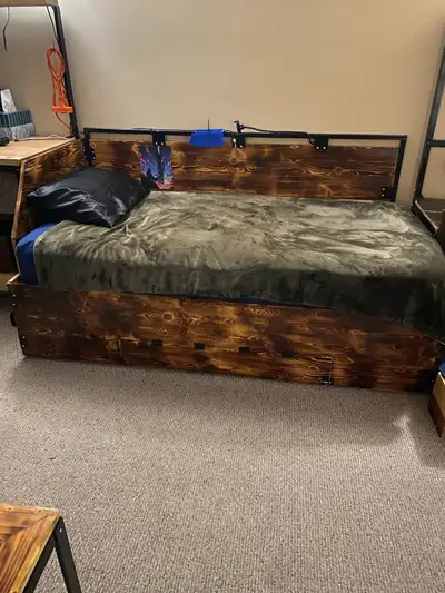 I messed up a part and dont really care to fix it. I am over it. Bed not included Twin size