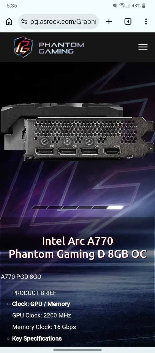 ASRock Intel Arc A770 Phantom Gaming D 8GB OC in System Components in West Island - Image 6