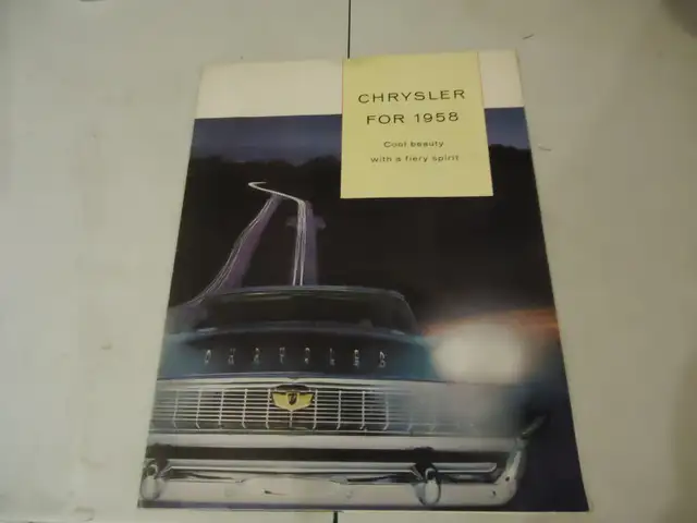 1958 Chrysler Sales Brochure. VG. Can Mail anywhere in Canada