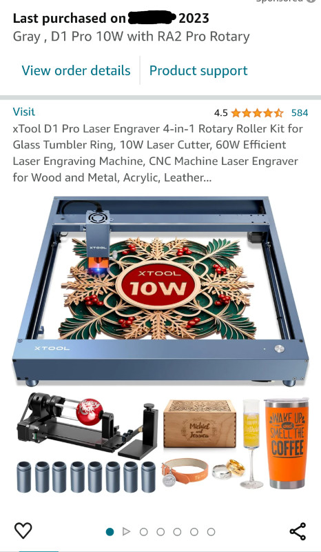 XTool D1 Pro 10W diode laser kit with RA2 tumbler rotary kit in Hobbies & Crafts in Bedford - Image 4