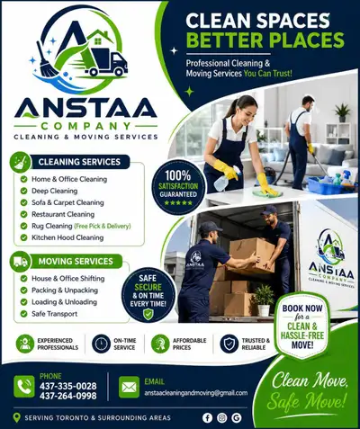 Providing top-notch cleaning and moving services designed to make your spaces sparkle and your trans...