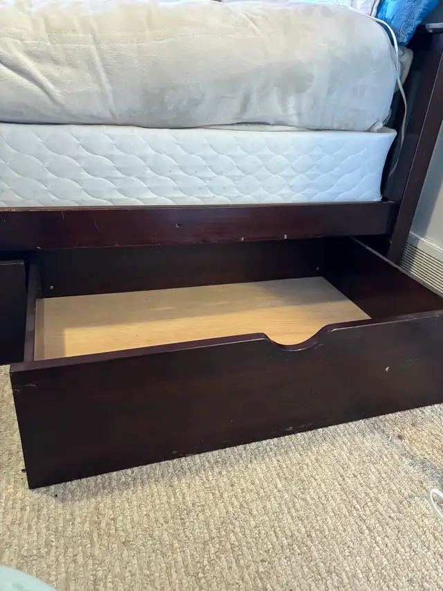 Solid Wood Full Bed Frame with Drawers and Boxspring558379202889000966