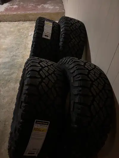 Brand new 275/65/18 Goodyear wrangler duratrac rt tires. Never mounted. Went to a bigger tire. $2000...