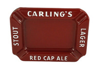 Carling's Stout Lager Red Cap Ale Burgundy Enamel Ash Tray