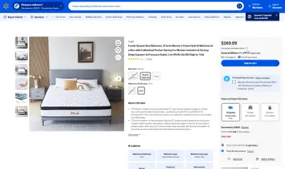 Fyaslt Queen Size Mattresses 12 Inch Hybrid Memory Foam Pocket S, View more