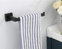 BRAND NEW-Wall mounted 9” black rectangular hand towel bar