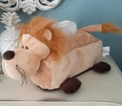 Ferociously cute plush Lion tissue kleenex box cover, View more