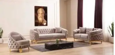 Modern Luxury Tufted Velvet Chesterfield Sofa Set – Gold Legs, View more