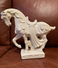 Vintage Ceramic Crackle War Horse Sculpture 