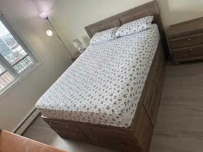 12 drawer bed-Queen size and two nightstands from the brick, View more