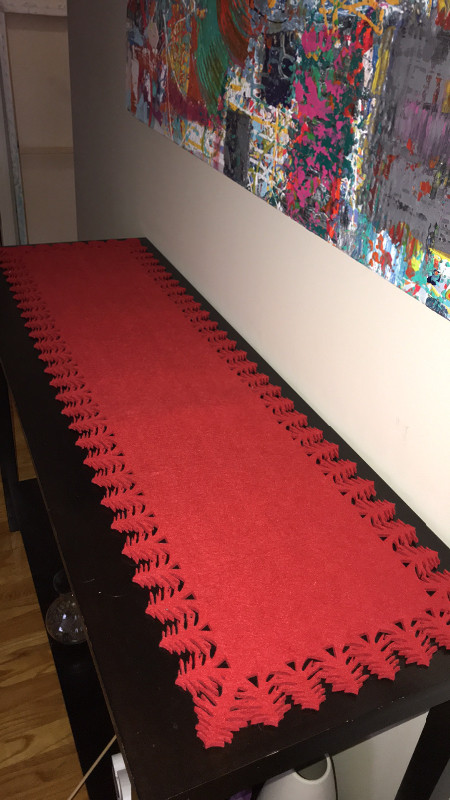 Deep red thick felt christmas table runner in Holiday, Event & Seasonal in Vernon