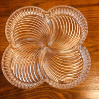 Italian Glass Appetizer Serving Platter with Four Sections
