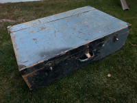 Vintage Reinforced    Wooden Tool Chest 32x21x10 Inch