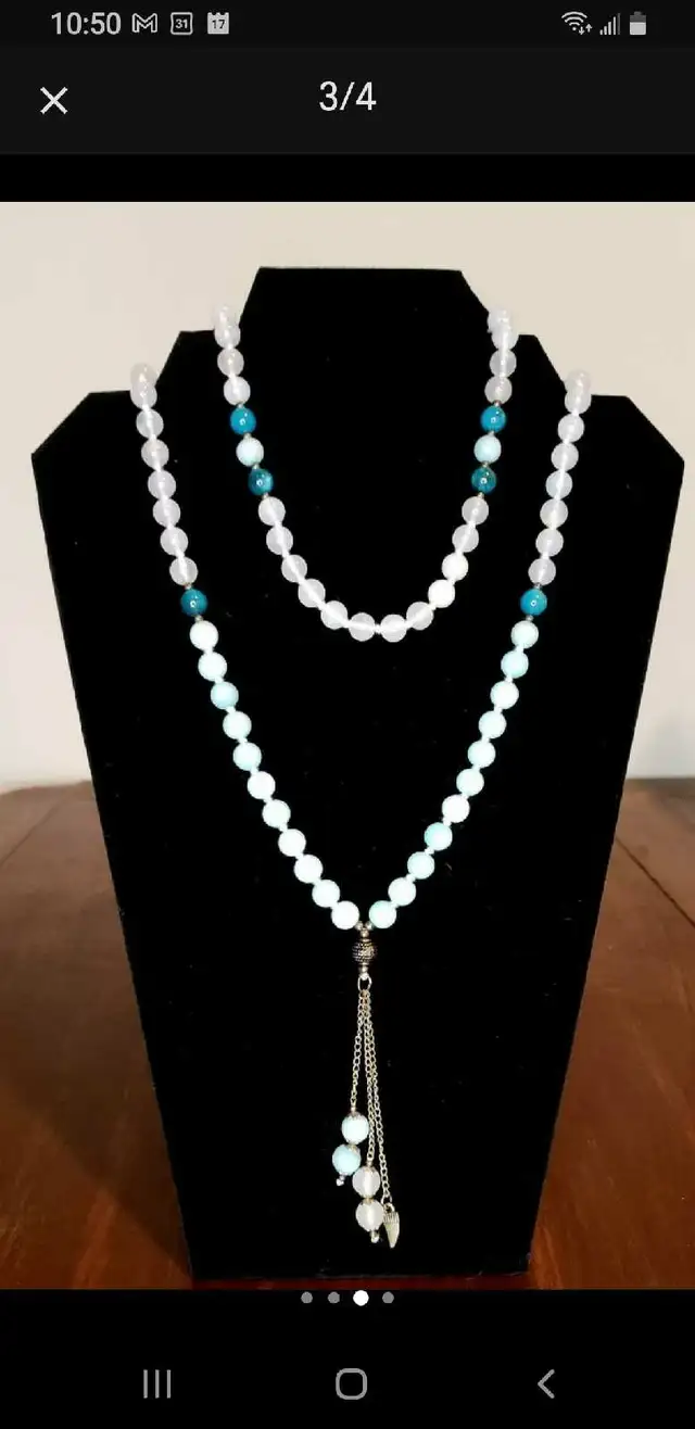 Mala Quartz, Amazonite,  Turquoise 