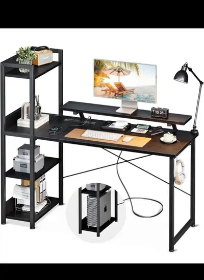 ODK Computer Desk with Storage Shelves and Monitor Stand, 48 Inc, View more