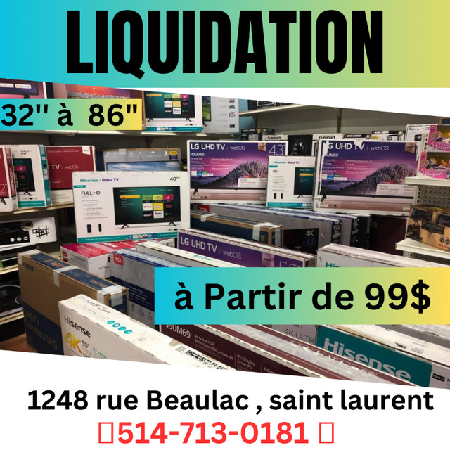 LIQUIDATION DE SMART TV/ 19”24”32”40”43”50”55”58’’65”70”75”85” A dans Téléviseurs  à Ville de Montréal