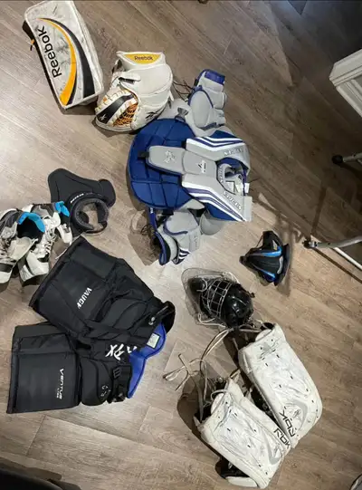 Goalie pads, skates and gloves for 9-11 year old, View more