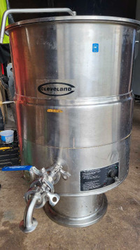 Jacketed electric steam kettle.