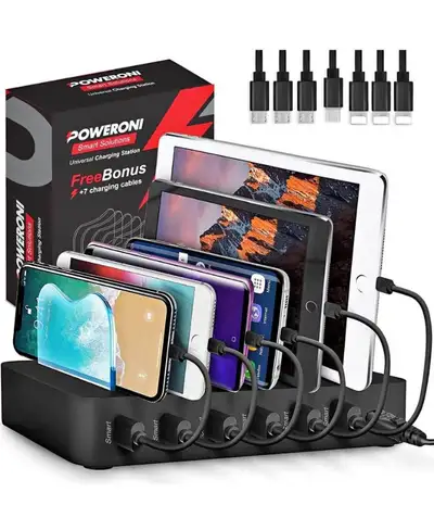 FACTORY-SEALED POWERONI 6-Port USB Fast-Charging Station, View more