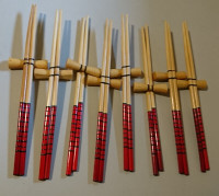 Bamboo Chopstick with Chopstick Rests - Set of 8