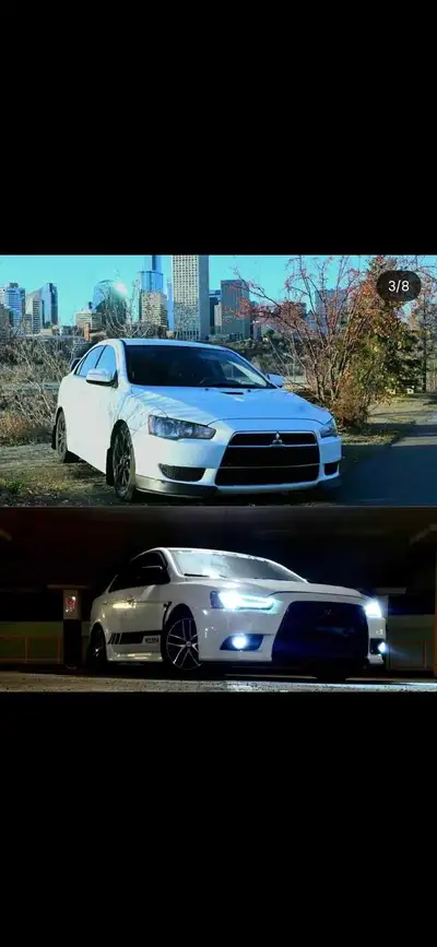 All parts will fit lancers/ralliarts/ and evos Evo hood -$500 Ralliart front bumper- $350 Fiber Glas...