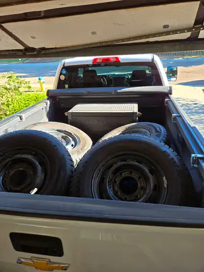 Winter Truck Tires on Steel Rims: set of four Rovelo RWS-677 (LT245-75 R17) 8 X 180 winter tires, mo...