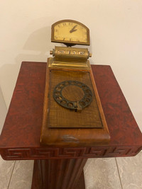 Vintage Wooden Phone no. Organizer with New Haven Clock &12”x5”.