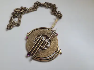 Vintage Signed D'Orland Brutalist Modernist Necklace, View more
