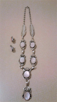 B.Begaye Sterling Mother of Pearl necklace/earrings