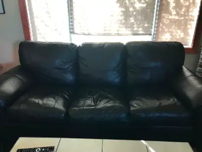 Leather couch and love seat, View more